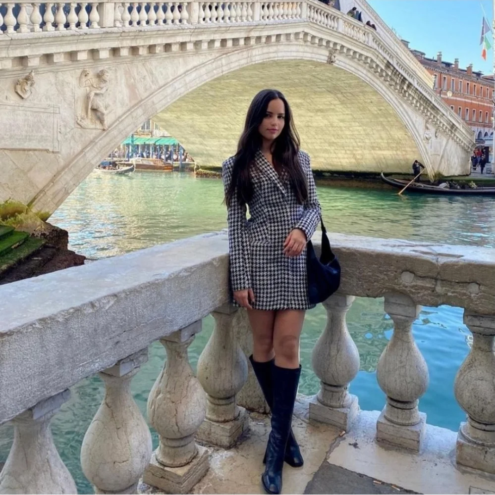 Zara* Houndstooth blazer dress with shoulder pads - Picture 11 of 16